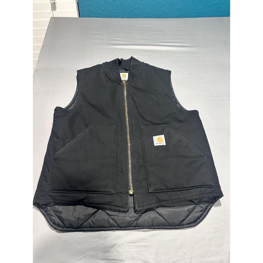Carhartt Vest Mens Black Canvas Arctic Quilted Lined Insulated  M